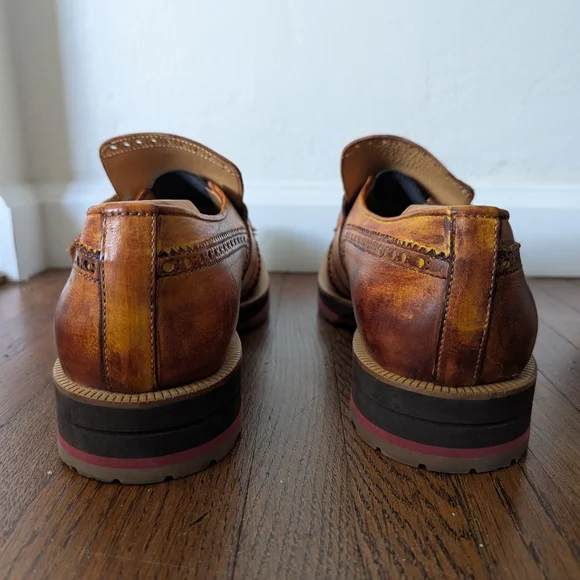 Mens Francesco Benigno made in Italy Tan Monk Shoes Size 10 display picture 1